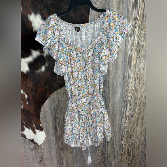 Rachel Zoe designer size small daisy floral print off the shoulder tie waist - Picture 1 of 6
